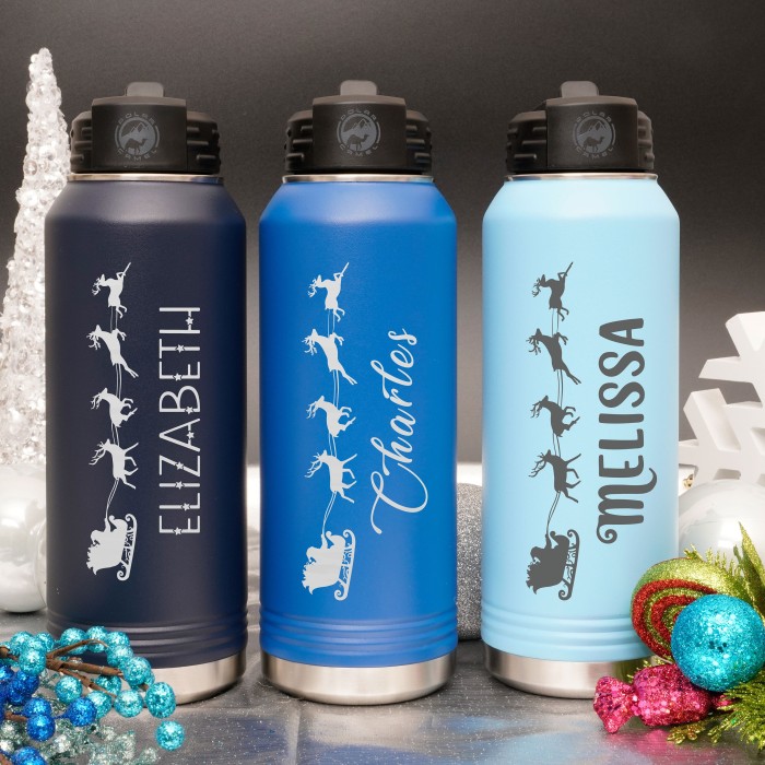Personalized Water Bottle, Custom Christmas Engraved Water Bottle, Personalized Water Bottle With Name