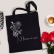 Personalized Birth Month Flower Tote Bag, Gift Custom Floral Bag, Custom Name Shopper Aesthetic Tote Bag Flower