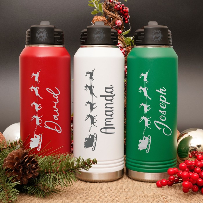 Personalized Water Bottle, Custom Christmas Engraved Water Bottle, Personalized Water Bottle With Name