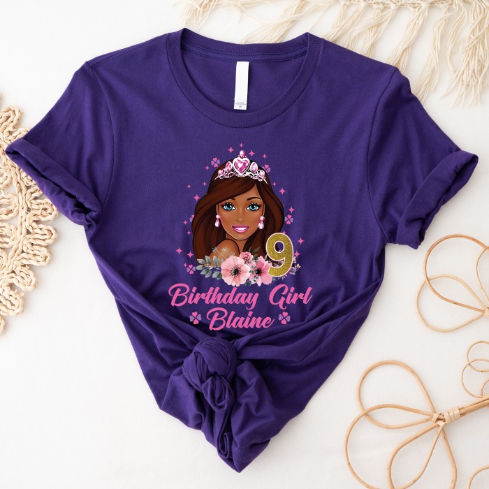 Personalized Birthday Girl Shirt, Custom Birthday Girl Shirt, Birthday Blonde-African American-Brunette Shirt, Birthday Family Matching Tees