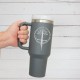 Personalized Laser Engraved 40oz Insulated Tumbler, Custom Logo Name Travel Tumbler With Rubber Handles, Hot Cold Mug With Straw, 40 Oz Mug