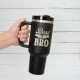Personalized Laser Engraved 40oz Insulated Tumbler, Custom Logo Name Travel Tumbler With Rubber Handles, Hot Cold Mug With Straw, 40 Oz Mug