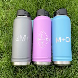 Personalized Laser Engraved Water Bottle With Custom Image Logo Text, 20oz 32oz 40oz Stainless Steel Insulated Name Water Bottle With Straw, Gift