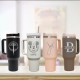 Personalized Laser Engraved 40oz Insulated Tumbler, Custom Logo Name Travel Tumbler With Rubber Handles, Hot Cold Mug With Straw, 40 Oz Mug