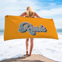 Personalized Vintage Bath Pool Towel, Custom Retro Style Beach Towel with Name, Bride Bachelorette Towel, Anniversary Gift, Groovy 70's