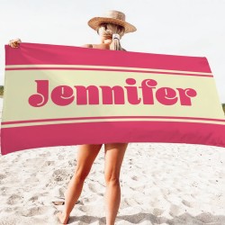 Personalized Groovy 70's Design, Custom Name Retro Style  Beach Towel, Adult Kids Bath Pool Bride Bachelorette Towel, Birthday Gift