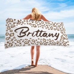 Personalized Leopard Beach Towel, Custom Name Pool Towel, Personalized Bath Towel, Leopard Beach Towel, Bride Beach Towel, Tiger Towel