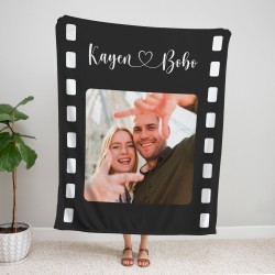 Custom Film Lover Blanket, Personalized Valentine's Day Gift Throw with Photo, Anniversary, Couple Gift, Fleece/Sherpa/Minky