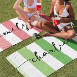 Personalized Colorful Name Bath Towel Pool Towel, Striped Custom Name Beach Towel, Bride Pool Towel, Anniversary / Birthday Beach Towel