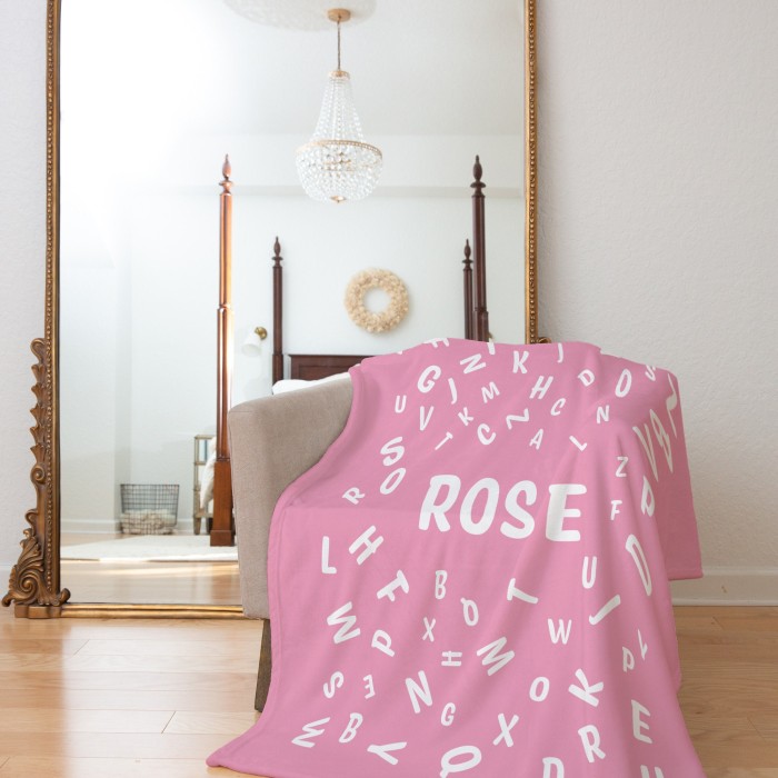 Personalized Name Blanket, Custom Throw Blanket, Learning Letters, Baby Blanket with Name, Fleece/Sherpa/Minky Baby Blanket