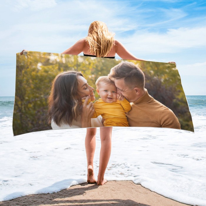 Custom Photo Beach Towel, Personalized Photo Pool Towel, Modern Stylish Soft Comfortable Couple Picture Beautiful Towel, Gift For Her Custom Photo Beach Towel, Personalized Photo Pool Towel, Modern Stylish Soft Comfortable Couple Picture Beautiful Towel, Gift For Her