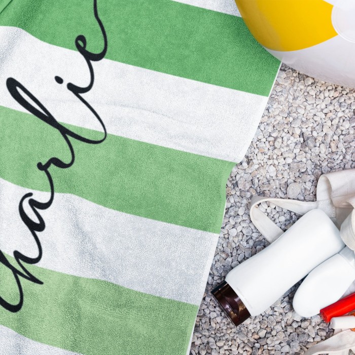 Personalized Colorful Name Bath Towel Pool Towel, Striped Custom Name Beach Towel, Bride Pool Towel, Anniversary / Birthday Beach Towel