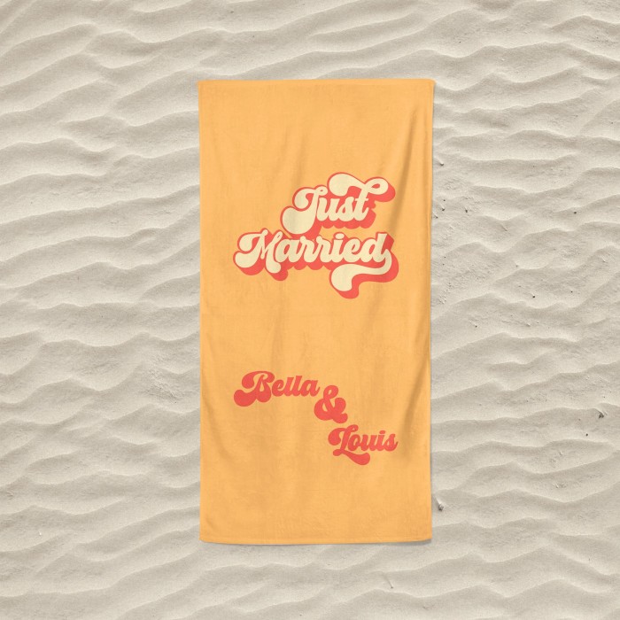 Custom Just Married Names Beach Towel, Personalized Couple Name Bath Towel Pool Towel, Bride Beach Towel, Anniversary / Birthday Beach Towel Custom Just Married Names Beach Towel, Personalized Couple Name Bath Towel Pool Towel, Bride Beach Towel, Anniversary / Birthday Beach Towel