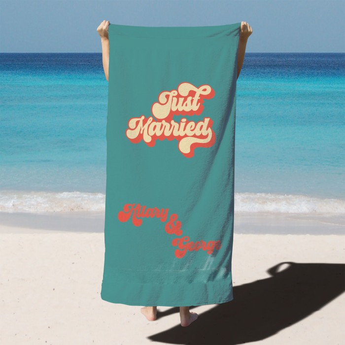 Custom Just Married Names Beach Towel, Personalized Couple Name Bath Towel Pool Towel, Bride Beach Towel, Anniversary / Birthday Beach Towel Custom Just Married Names Beach Towel, Personalized Couple Name Bath Towel Pool Towel, Bride Beach Towel, Anniversary / Birthday Beach Towel