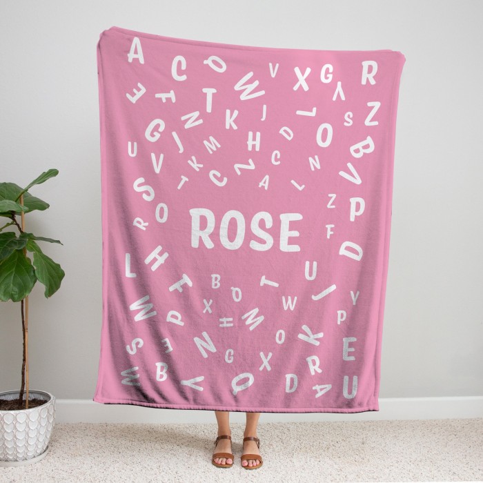 Personalized Name Blanket, Custom Throw Blanket, Learning Letters, Baby Blanket with Name, Fleece/Sherpa/Minky Baby Blanket