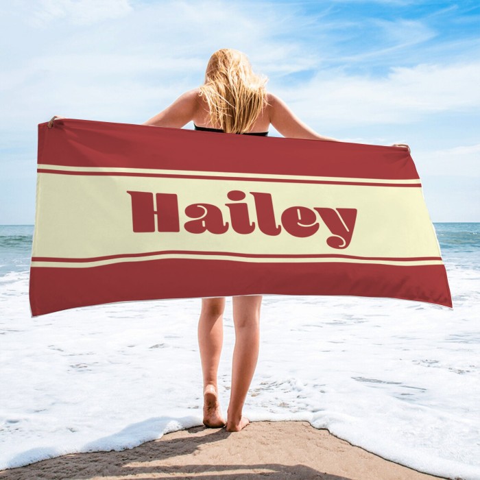 Personalized Groovy 70's Design, Custom Name Retro Style  Beach Towel, Adult Kids Bath Pool Bride Bachelorette Towel, Birthday Gift