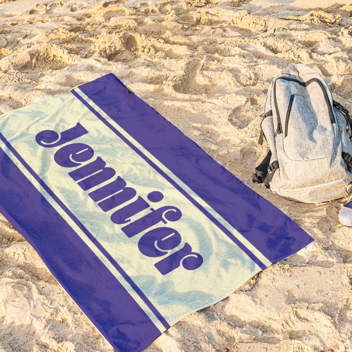 Personalized Groovy 70's Design, Custom Name Retro Style  Beach Towel, Adult Kids Bath Pool Bride Bachelorette Towel, Birthday Gift