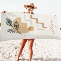 Customized Name Bohemian Beach Towel, Personalized Retro Pool Towel, Bride Beach Towel, Anniversary Towel, Present For Her