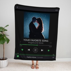 Custom Music Player Blanket, Music Blanket with Photo, Anniversary Gift, Couple Gift, Sherpa/Minky, Valentine's Day Gift, Gift for Friend