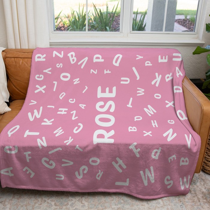 Personalized Name Blanket, Custom Throw Blanket, Learning Letters, Baby Blanket with Name, Fleece/Sherpa/Minky Baby Blanket