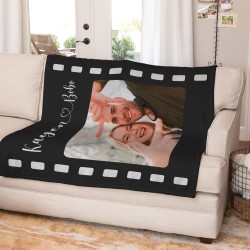 Custom Film Lover Blanket, Personalized Valentine's Day Gift Throw with Photo, Anniversary, Couple Gift, Fleece/Sherpa/Minky