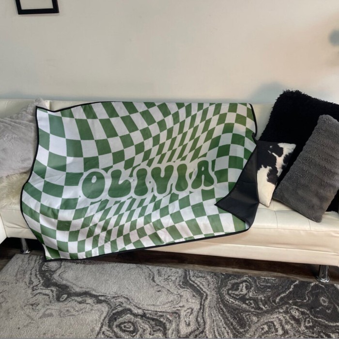 CUSTOM RETRO Picnic Blanket, Foldable with Carrying Strap, Ideal for Camping, Beach, and Outdoor Fun, Water-Resistant and Easy to Clean