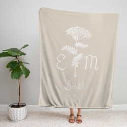 Personalized Family Name Quilt, Last Name Initials Woven Tapestry, Wedding Anniversary Gift, Christmas Present For Family, Gift For Mom