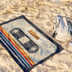 Custom Name Vintage Beach Towel, Personalized Retro 70's 80's 90's Beach Bath Pool Towel, Bride Towel, Anniversary Gift, Soft Beach Towel