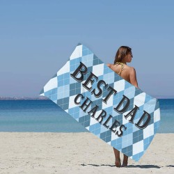 Custom Name BEST DAD Beach Towel, Personalized Father's Day Pool Towel, Bath Pool Towel, Anniversary Gift, Vacation Gift
