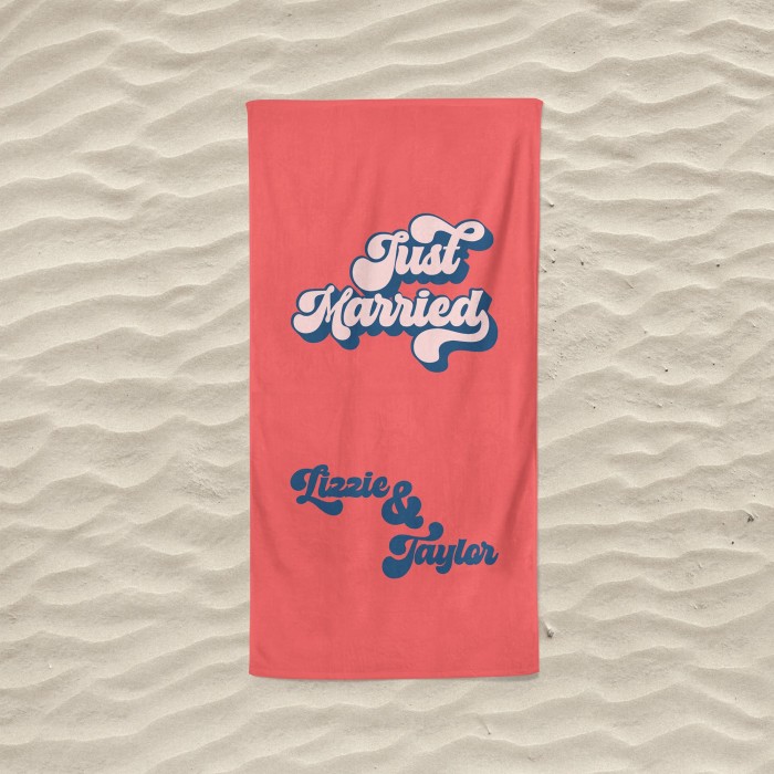 Custom Just Married Names Beach Towel, Personalized Couple Name Bath Towel Pool Towel, Bride Beach Towel, Anniversary / Birthday Beach Towel Custom Just Married Names Beach Towel, Personalized Couple Name Bath Towel Pool Towel, Bride Beach Towel, Anniversary / Birthday Beach Towel
