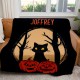 Personalized Black Cat Pumpkin Blanket, Custom Name Soft Cozy Sherpa Fleece Throw Blanket, Halloween Gift for Cat Mom, Cat Dad, Cat Lover