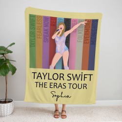 Taylor Custom Name Blanket, Swiftie Eras Tour 2023 Throw, Concert Personalized Gift, Christmas Present,Keepsake Throw, Taylor Swift Blanket