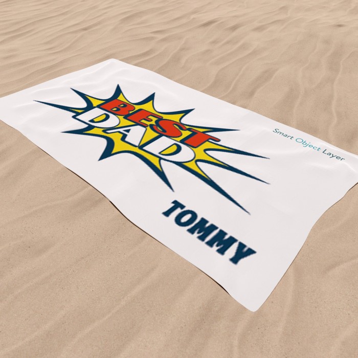 Custom Super Dad Beach Towel, Personalized Bath Towel, Father's Day Gift Pool Towel, Gift For Dad, Super Dad Bath Towel