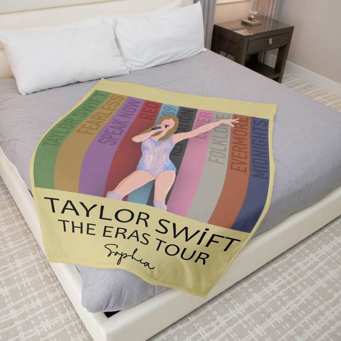 Taylor Custom Name Blanket, Swiftie Eras Tour 2023 Throw, Concert Personalized Gift, Christmas Present,Keepsake Throw, Taylor Swift Blanket