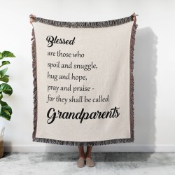 Grandparent Gift Blanket: Misletoe Woven Throw, Custom Woven Tapestry, Christmas Gift for Grandma Grandpa, Birthday Anniversary