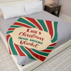 Custom Movie Watching Blanket, Personalized Retro Christmas Blanket, Christmas Gifts, Noel Present, New Year Gift, Gift for mom dad friend