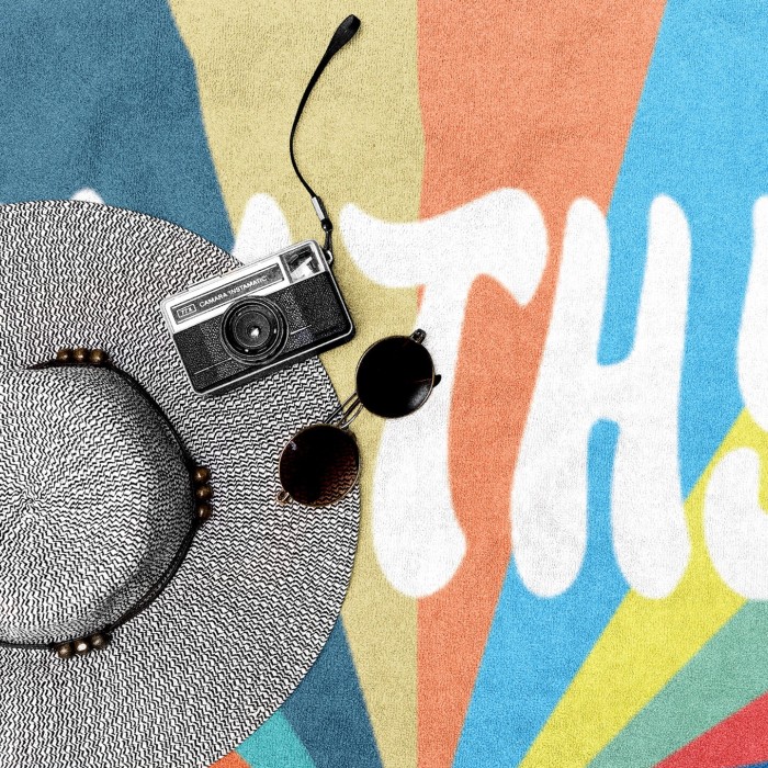 Personalized Multi-Color Striped Design Beach Towel, Custom Name Pool Towel, Bachelorette Trip, Birthday Vacation Gift, Gift For Her Him