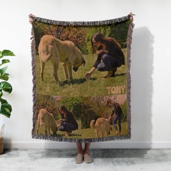 Personalized Photo Woven Blanket, Custom 50"x60" Cotton Throw, Tapestry Vintage-Retro, Photo Woven Blanket Collage, Christmas Gift