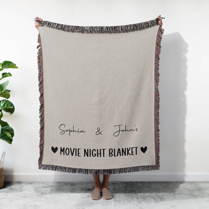 Customized Movie Night Woven Blanket, Personalized Couples Blanket, Throw Blanket Couch, Cozy Blanket, Housewarming Gift, Christmas Gift for Couples Customized Movie Night Woven Blanket, Personalized Couples Blanket, Throw Blanket Couch, Cozy Blanket, Housewarming Gift, Christmas Gift for Couples