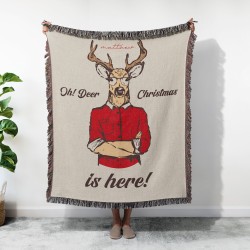Personalized Deer Woven Blanket, Custom Tapestry Woven, Gift for her, Gift for Grandma 