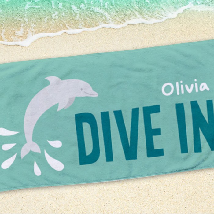 Colorful Dive In Name Beach Towel, Personalized Kids Pool Towel, Gift For Her, Vacation Birthday Gift, Present For Her Colorful Dive In Name Beach Towel, Personalized Kids Pool Towel, Gift For Her, Vacation Birthday Gift, Present For Her