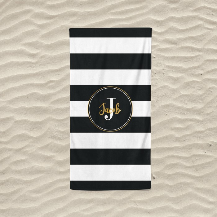 Retro Stripe Style Custom Name Pool Towel, Personalized Name Bath Towel, Anniversary Birthday Beach Towel, Gift for Her/him