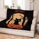 Personalized Black Cat Pumpkin Blanket, Custom Name Soft Cozy Sherpa Fleece Throw Blanket, Halloween Gift for Cat Mom, Cat Dad, Cat Lover