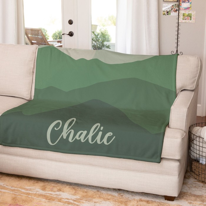 Personalized Groovy Boho Mountain Blanket, Custom Name Blanket, Baby Girl Blanket, Gift for her-him, Birthday, Anniversary Blanket Gift