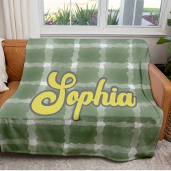 Personalized Checkered Name Blanket, Custom Text Throw, Fleece, Minky, Sherpa Cozy Plush Blanket, Gift For Her Him 