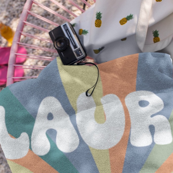 Personalized Multi-Color Striped Design Beach Towel, Custom Name Pool Towel, Bachelorette Trip, Birthday Vacation Gift, Gift For Her Him