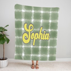 Personalized Checkered Name Blanket, Custom Text Throw, Fleece, Minky, Sherpa Cozy Plush Blanket, Gift For Her Him 