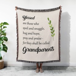 Grandparent Gift Blanket: Misletoe Woven Throw, Custom Woven Tapestry, Christmas Gift for Grandma Grandpa, Birthday Anniversary