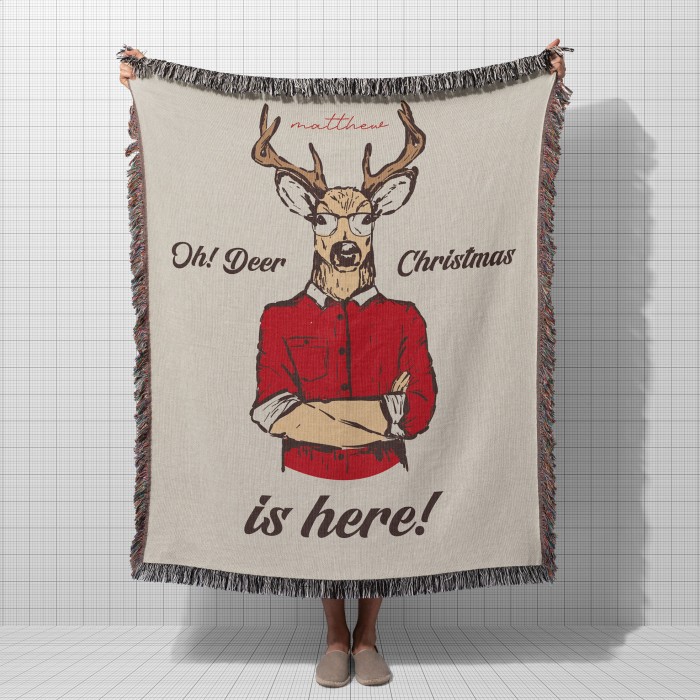 Personalized Deer Woven Blanket, Custom Tapestry Woven, Gift for her, Gift for Grandma 
