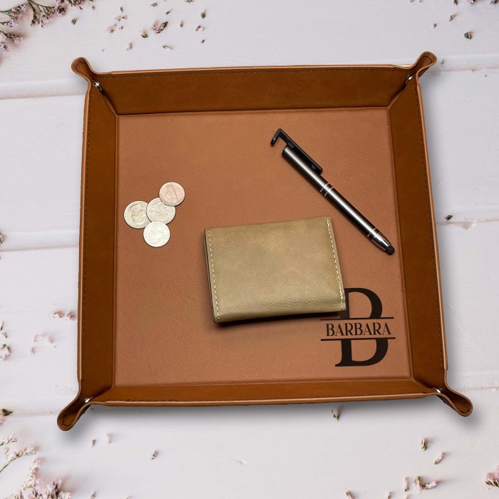 Christmas Gift Valet Tray, Custom Name Tray, Personalized Leather Tray, Catch All Tray, Gift For Him, Gift For Her, Monogram Christmas Gift